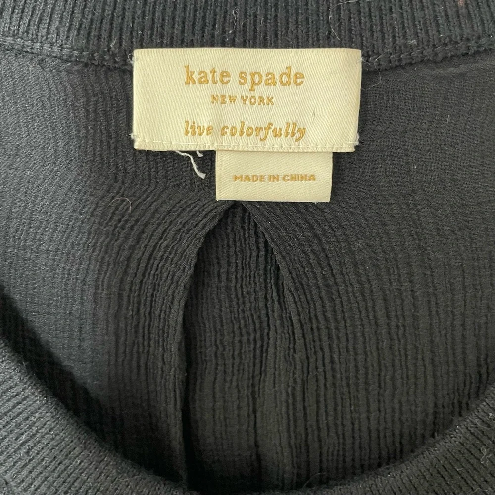 Kate Spade Black Silk Cashmere Blend Ruffle Front‎ Cardigan Sweater S